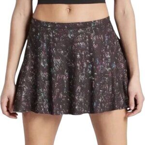 Athleta Black Patterned Active Skort with Multicolor Speckle